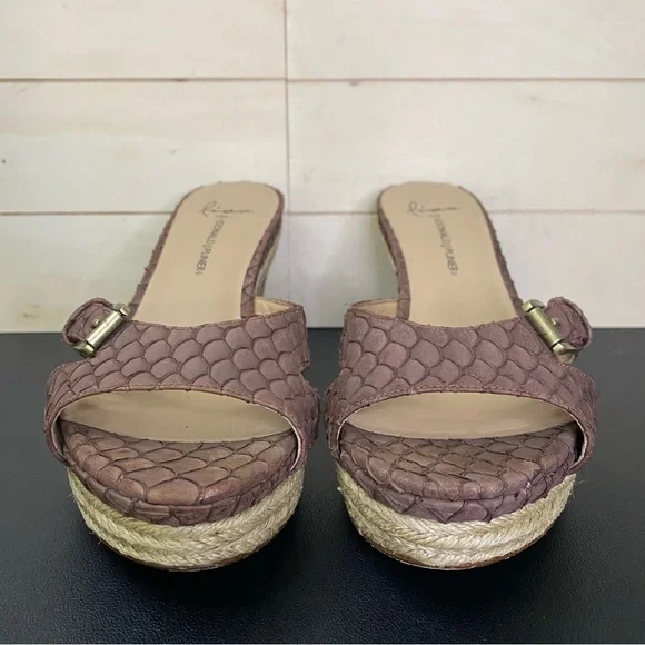 Donald Pliner Lisa Wedge Sandals Women's Size 7.5 Shoes Snakeskin Espadrille - Picture 5 of 11